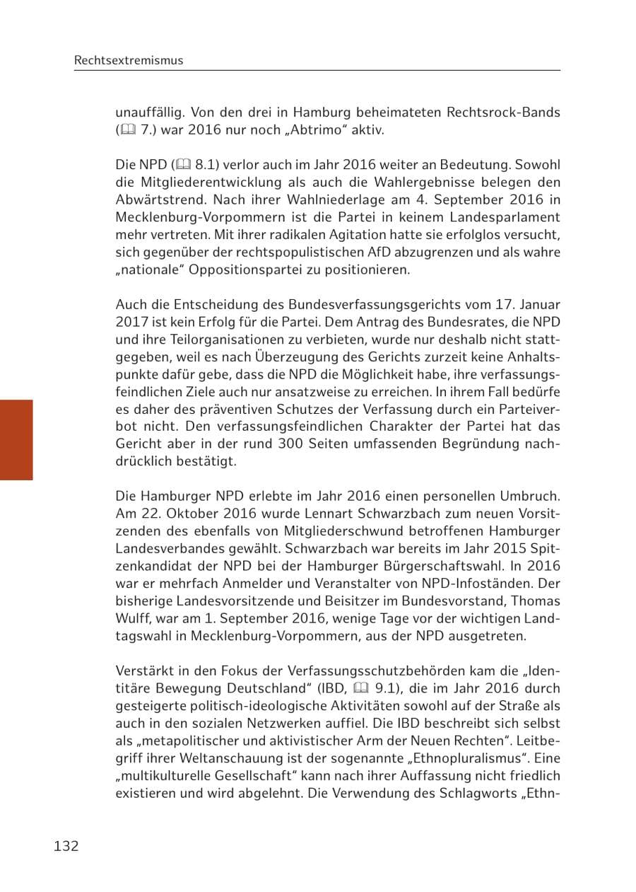 Seite 132 des Verfassungsschutzbericht 2016 Hamburg