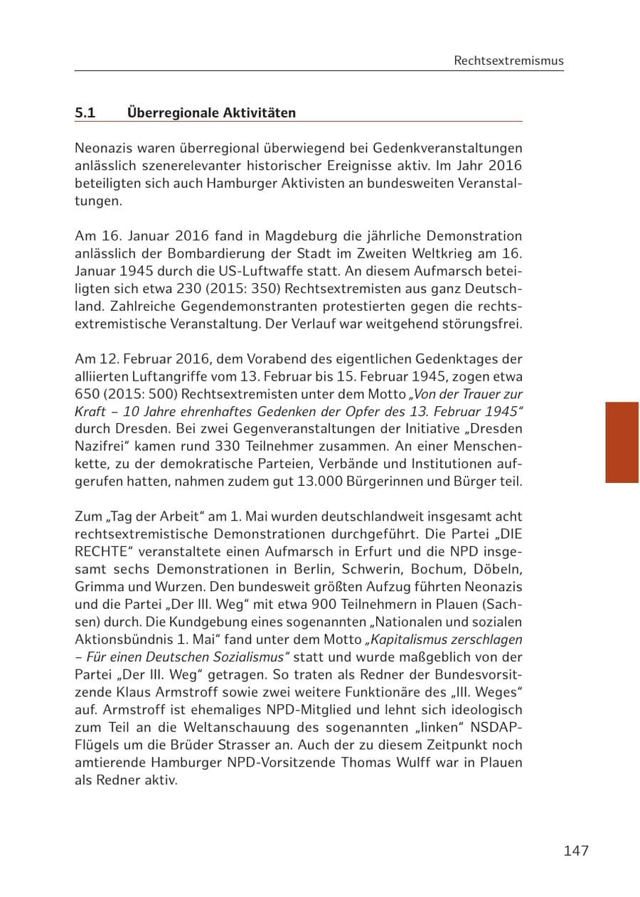 Seite 147 des Verfassungsschutzbericht 2016 Hamburg
