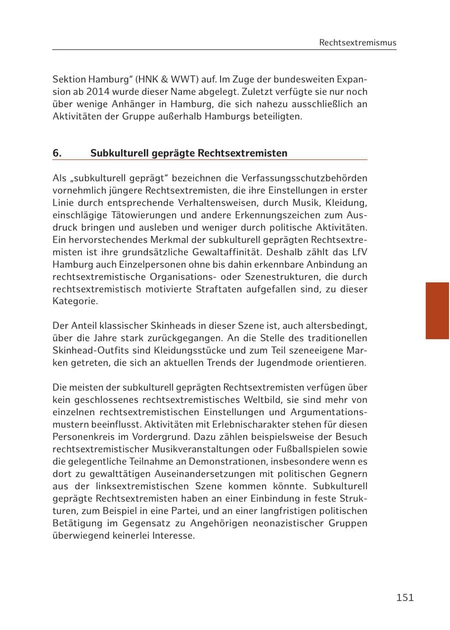 Seite 151 des Verfassungsschutzbericht 2016 Hamburg