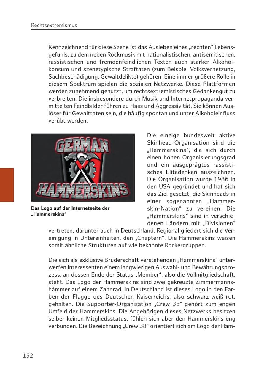 Seite 152 des Verfassungsschutzbericht 2016 Hamburg