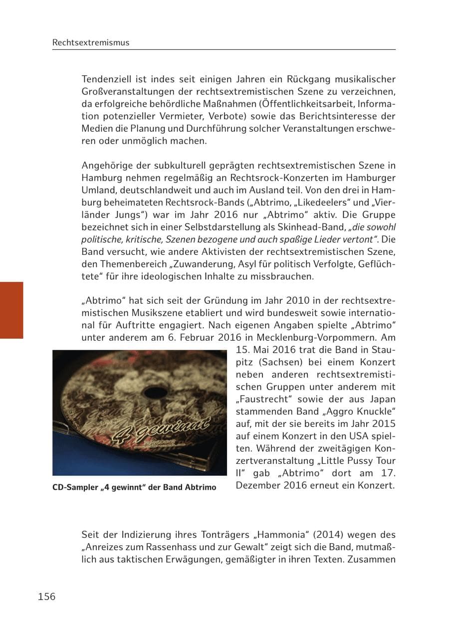 Seite 156 des Verfassungsschutzbericht 2016 Hamburg