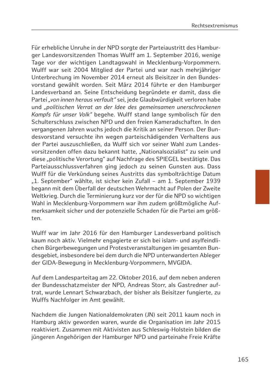 Seite 165 des Verfassungsschutzbericht 2016 Hamburg