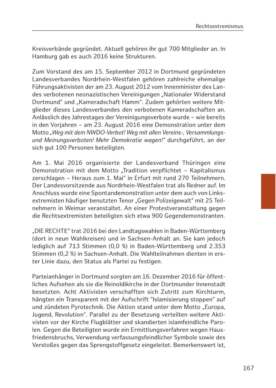 Seite 167 des Verfassungsschutzbericht 2016 Hamburg