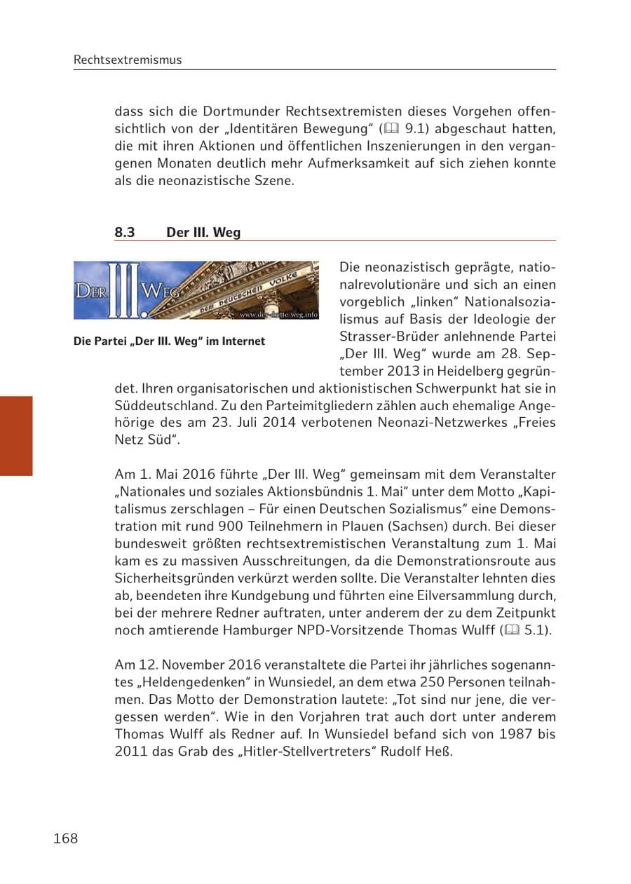 Seite 168 des Verfassungsschutzbericht 2016 Hamburg