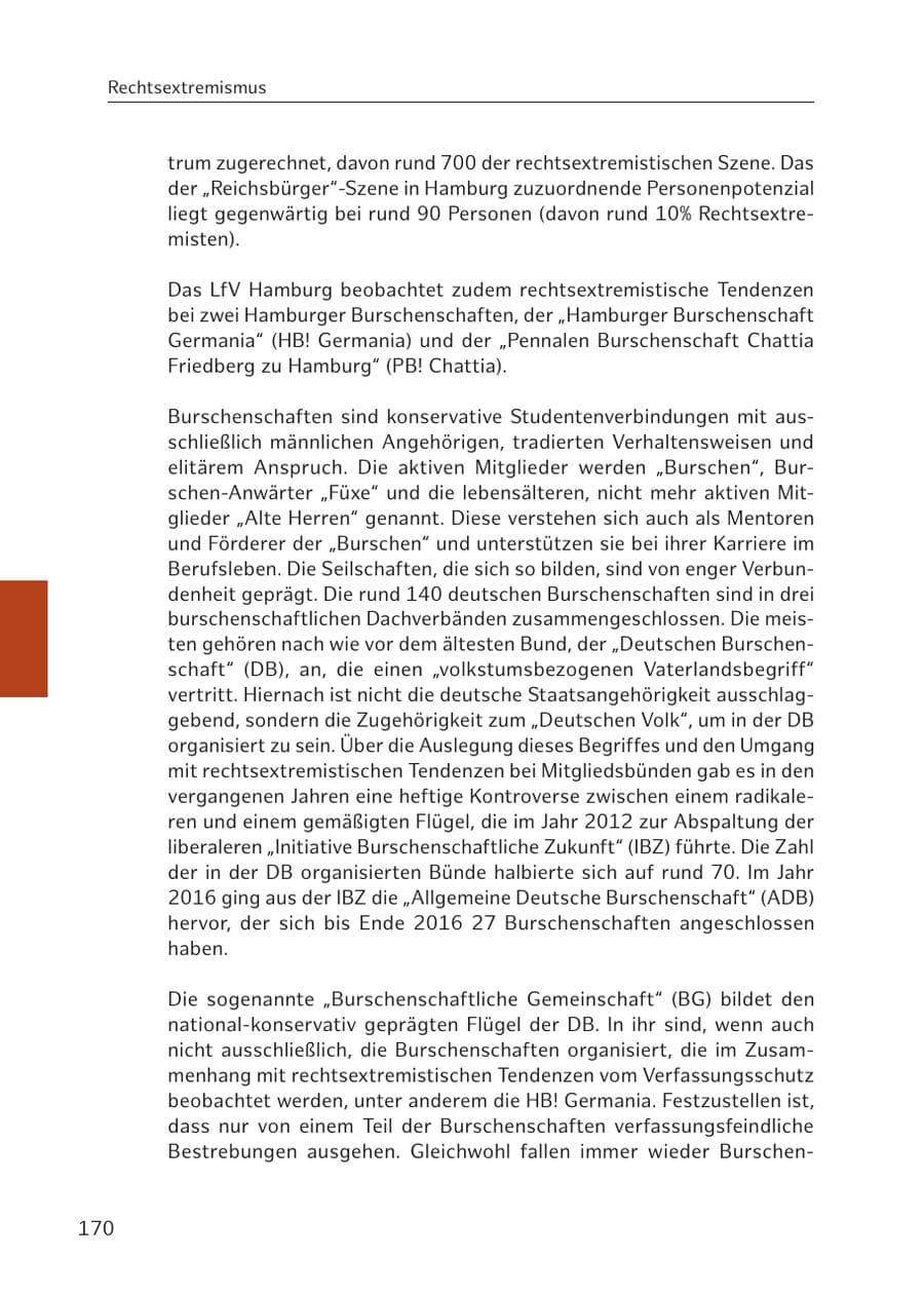 Seite 170 des Verfassungsschutzbericht 2016 Hamburg