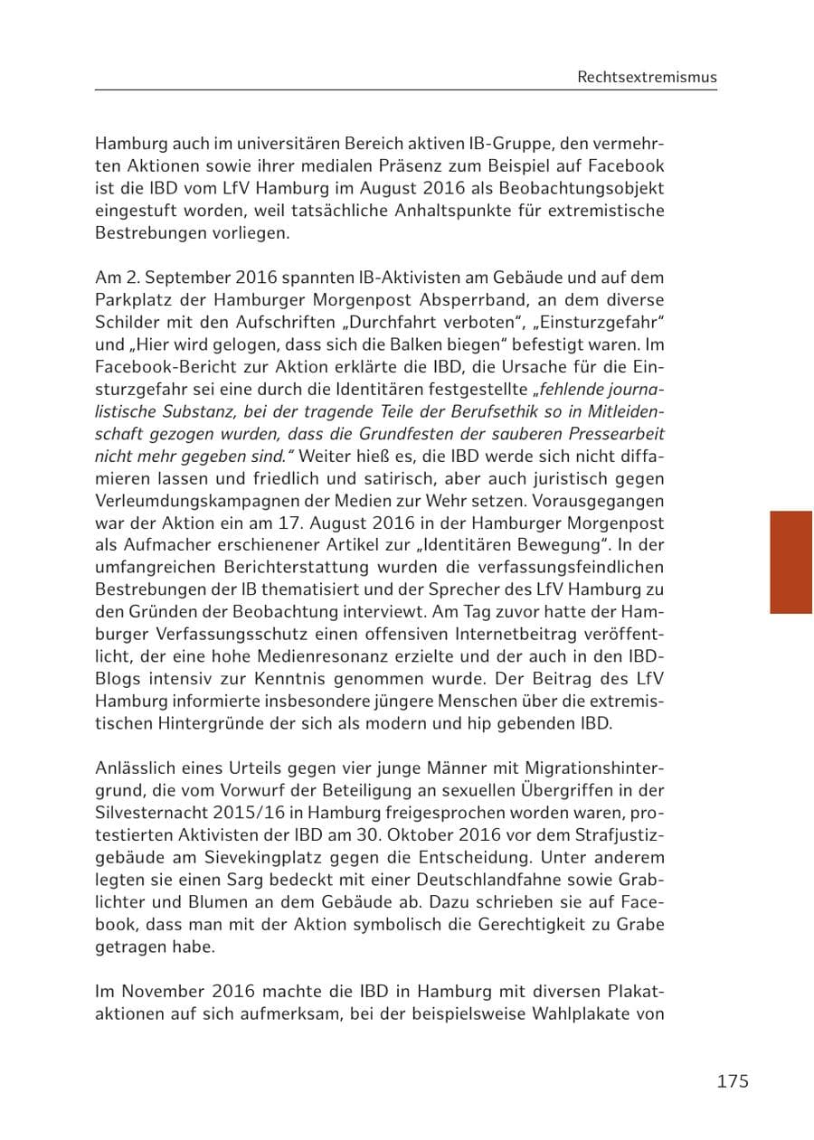 Seite 175 des Verfassungsschutzbericht 2016 Hamburg