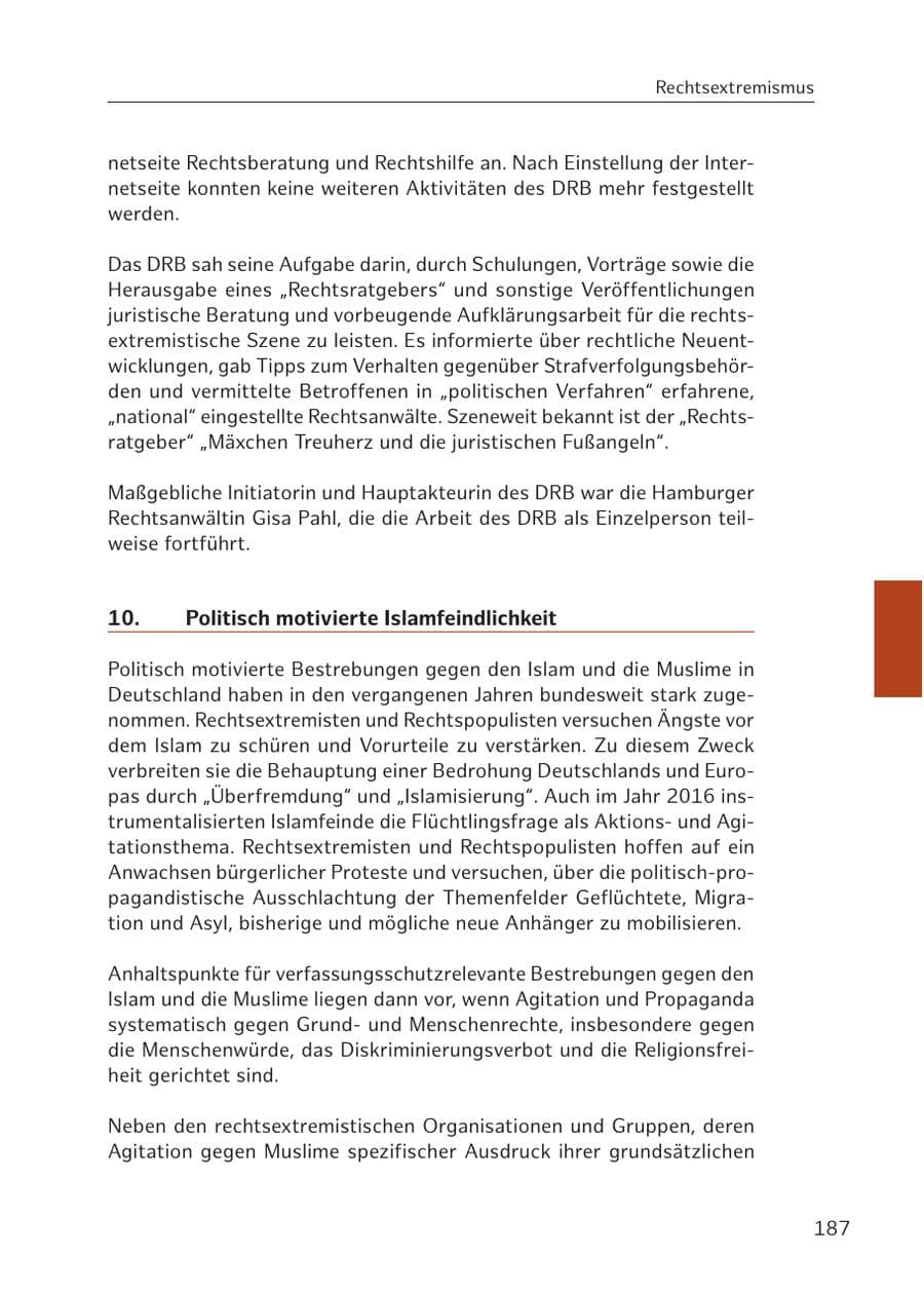 Seite 187 des Verfassungsschutzbericht 2016 Hamburg