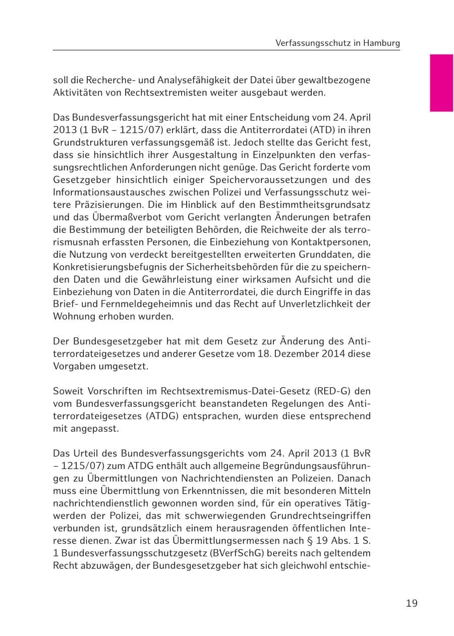 Seite 20 des Verfassungsschutzbericht 2016 Hamburg