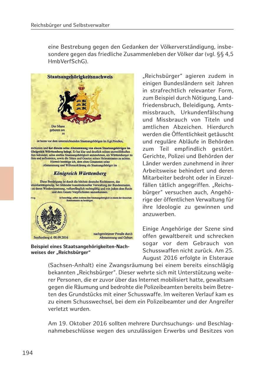 Seite 193 des Verfassungsschutzbericht 2016 Hamburg