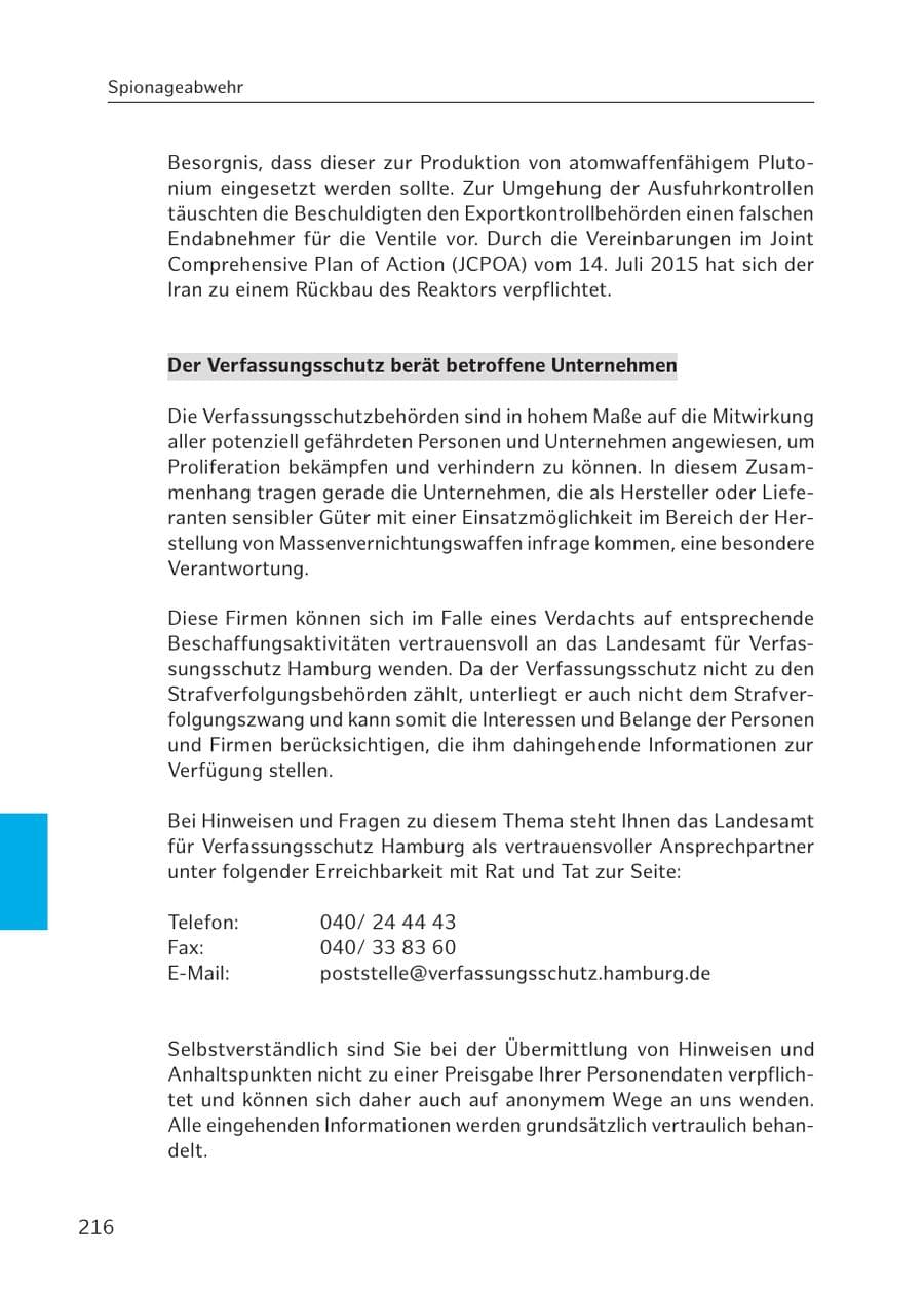Seite 215 des Verfassungsschutzbericht 2016 Hamburg