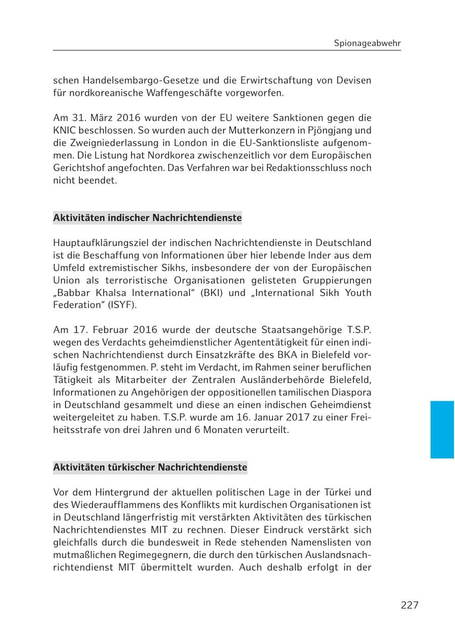 Seite 226 des Verfassungsschutzbericht 2016 Hamburg