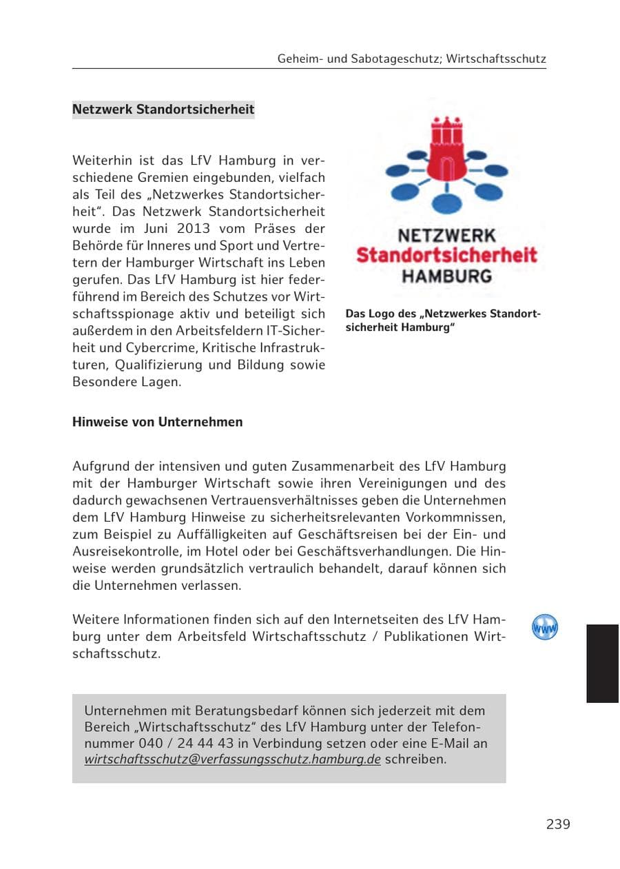 Seite 238 des Verfassungsschutzbericht 2016 Hamburg