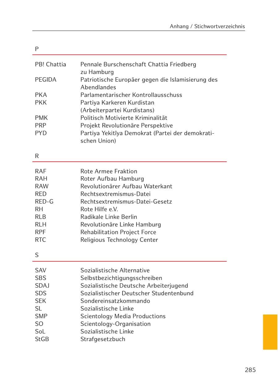 Seite 282 des Verfassungsschutzbericht 2016 Hamburg
