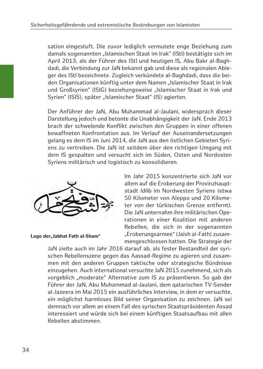 Seite 35 des Verfassungsschutzbericht 2016 Hamburg