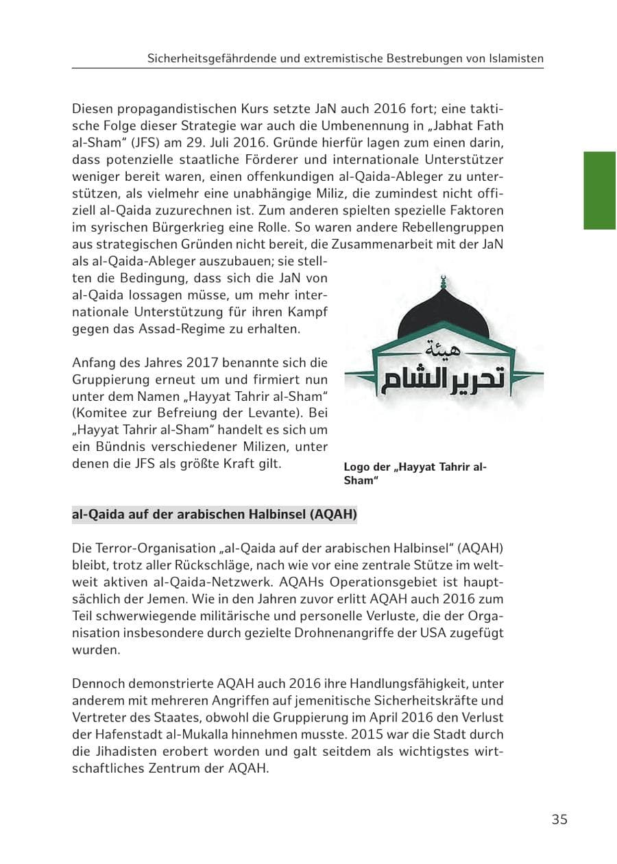 Seite 36 des Verfassungsschutzbericht 2016 Hamburg