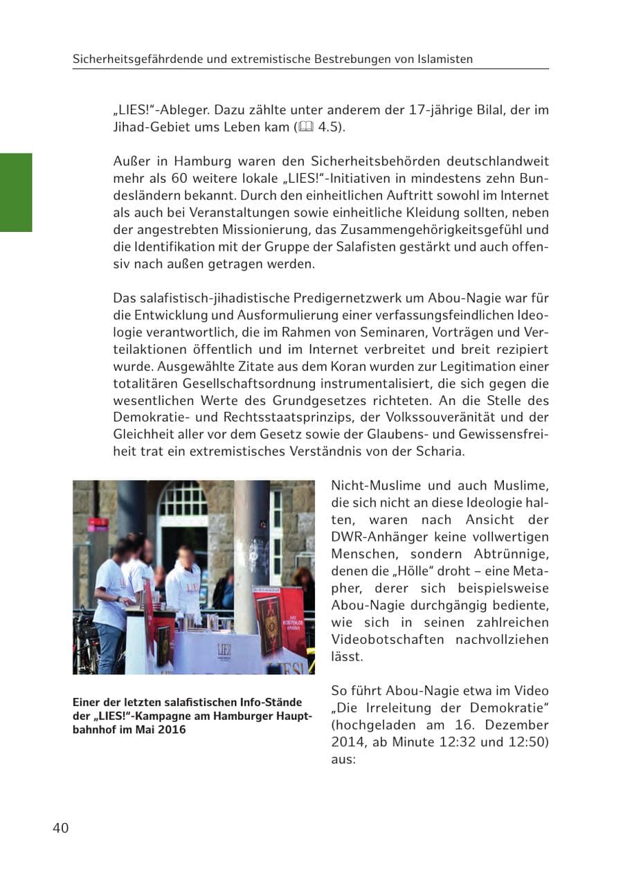 Seite 41 des Verfassungsschutzbericht 2016 Hamburg