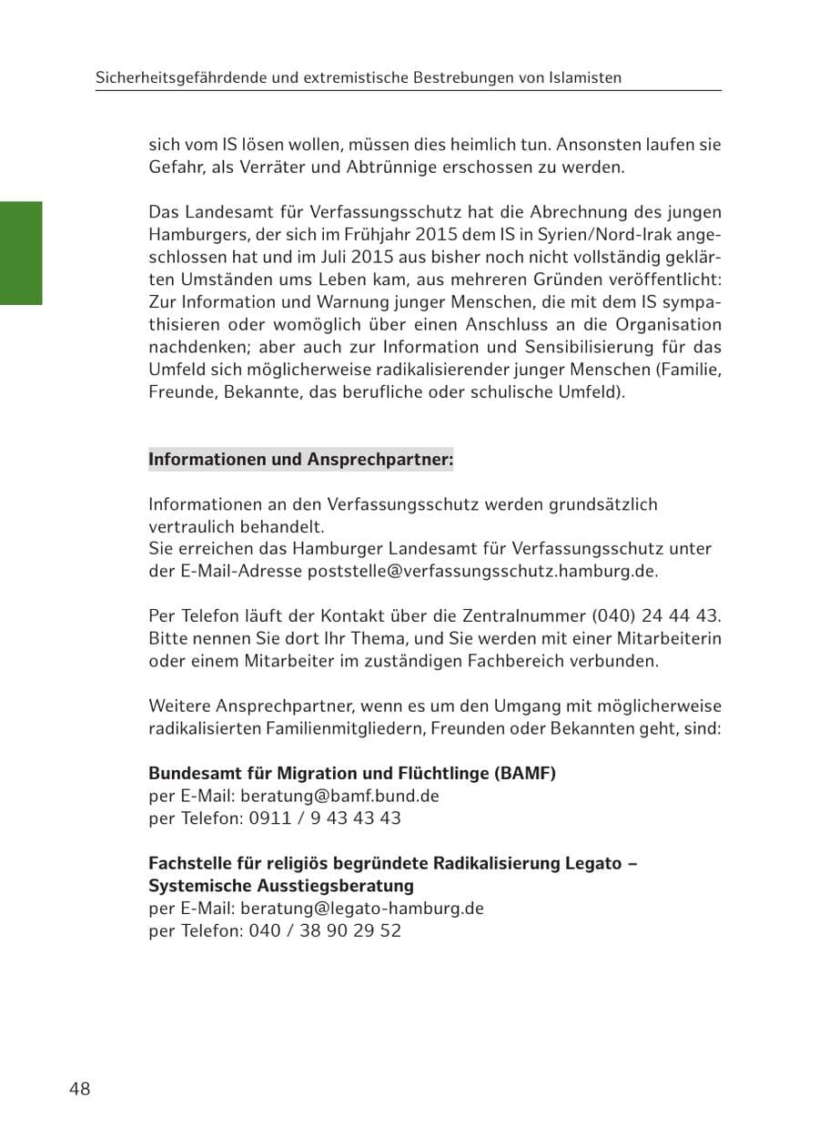 Seite 49 des Verfassungsschutzbericht 2016 Hamburg