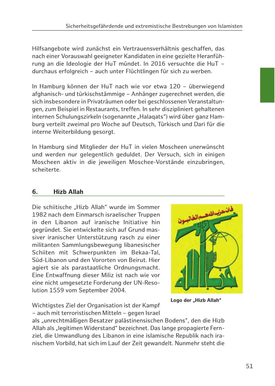 Seite 52 des Verfassungsschutzbericht 2016 Hamburg