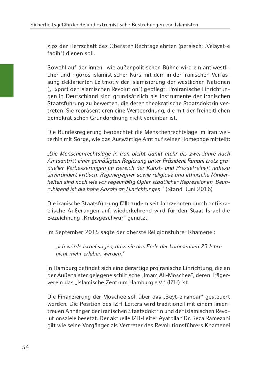 Seite 55 des Verfassungsschutzbericht 2016 Hamburg