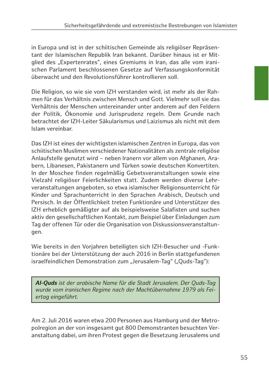 Seite 56 des Verfassungsschutzbericht 2016 Hamburg