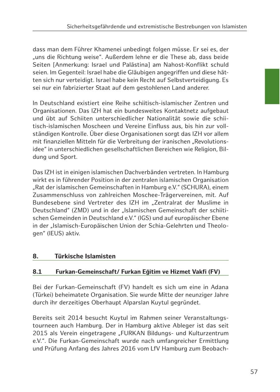 Seite 58 des Verfassungsschutzbericht 2016 Hamburg
