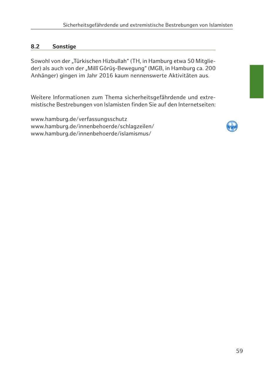 Seite 60 des Verfassungsschutzbericht 2016 Hamburg