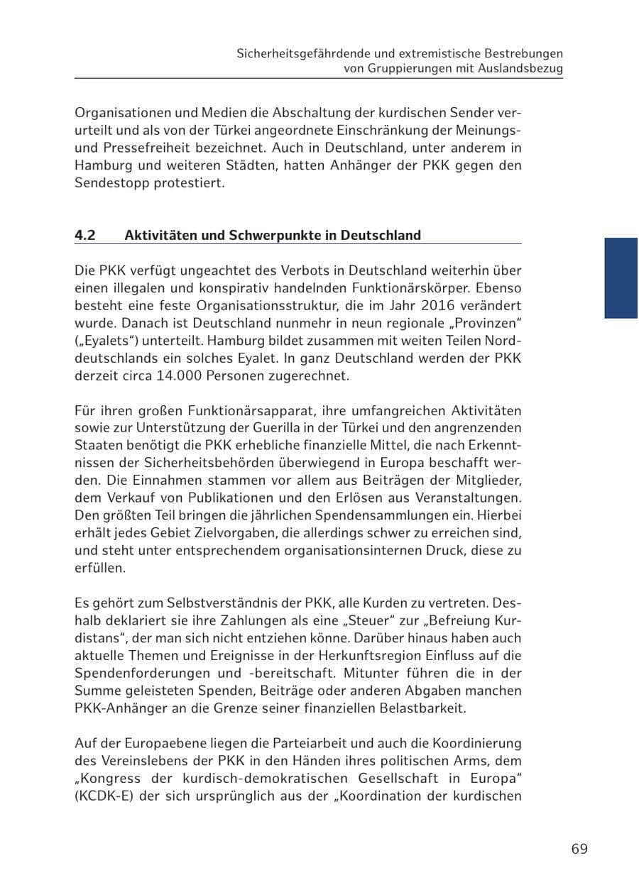Seite 69 des Verfassungsschutzbericht 2016 Hamburg