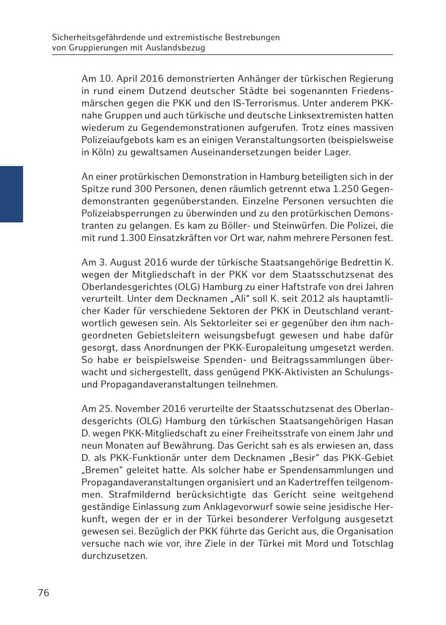 Seite 76 des Verfassungsschutzbericht 2016 Hamburg