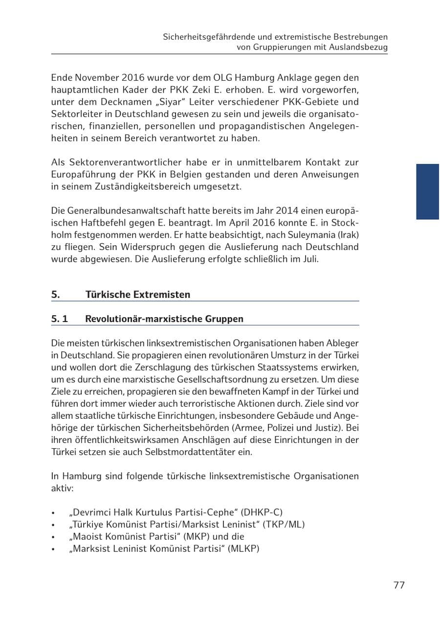 Seite 77 des Verfassungsschutzbericht 2016 Hamburg