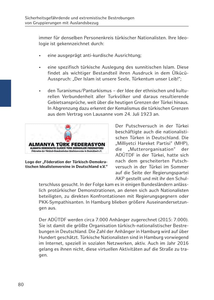 Seite 80 des Verfassungsschutzbericht 2016 Hamburg