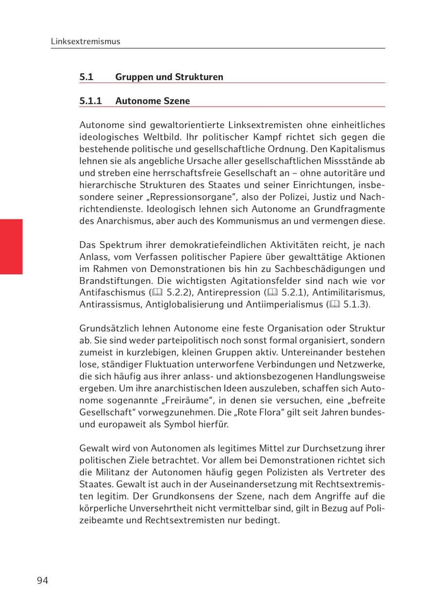 Seite 94 des Verfassungsschutzbericht 2016 Hamburg