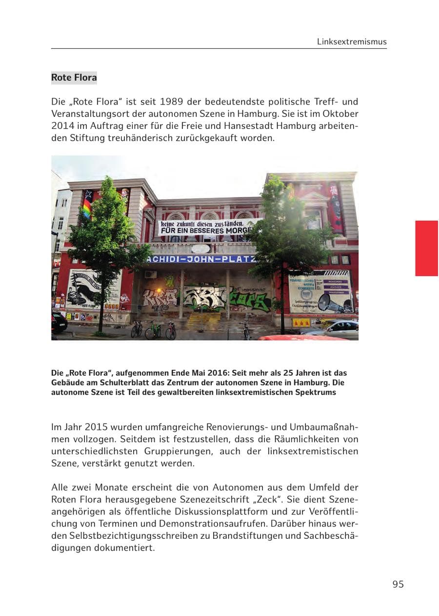 Seite 95 des Verfassungsschutzbericht 2016 Hamburg