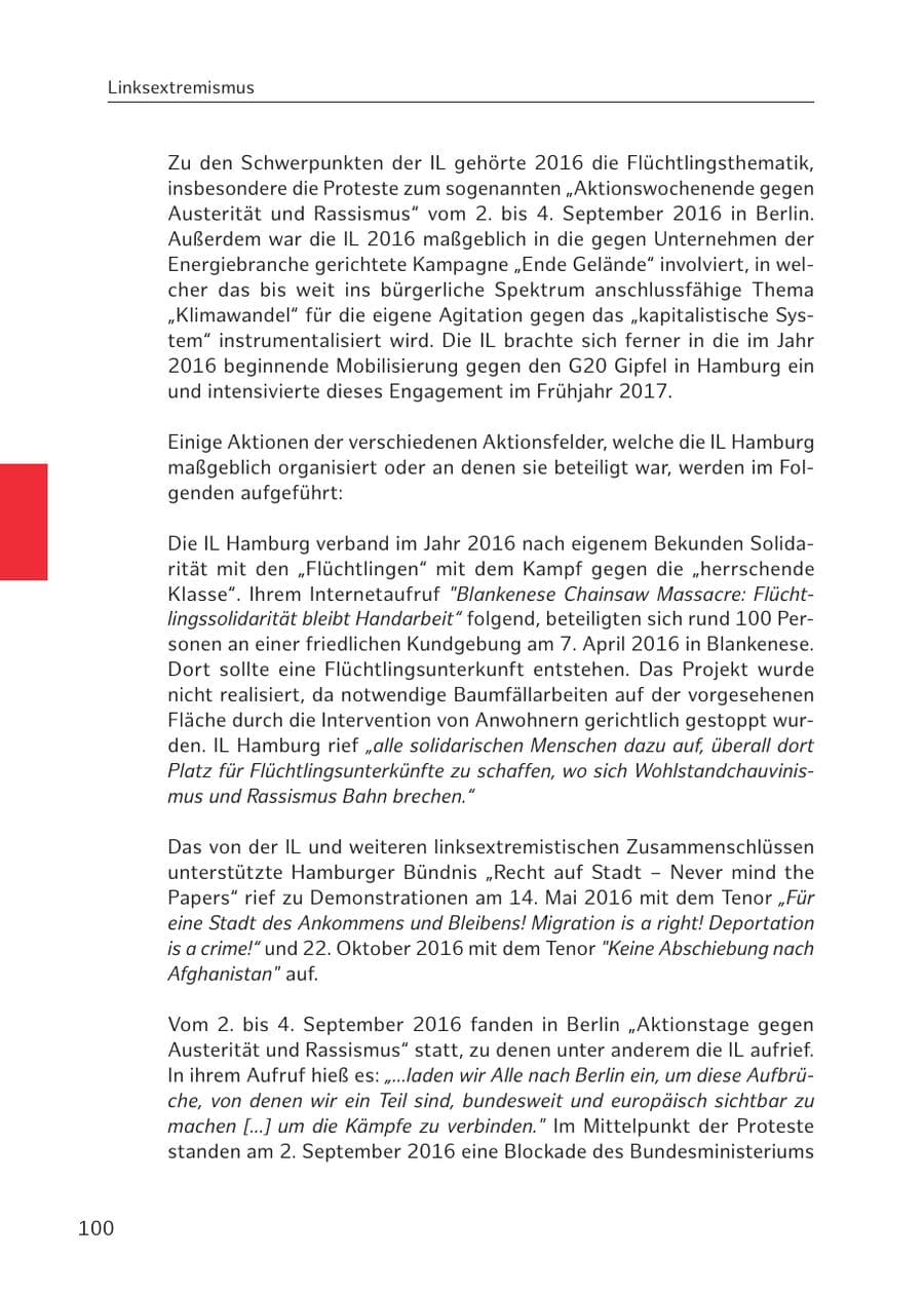 Seite 100 des Verfassungsschutzbericht 2016 Hamburg