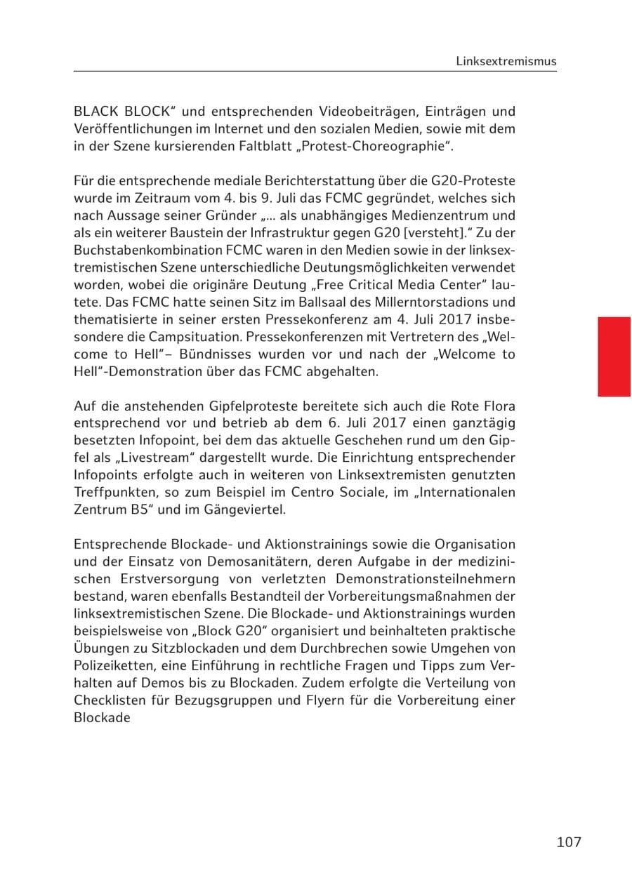 Seite 106 des Verfassungsschutzbericht 2017 Hamburg