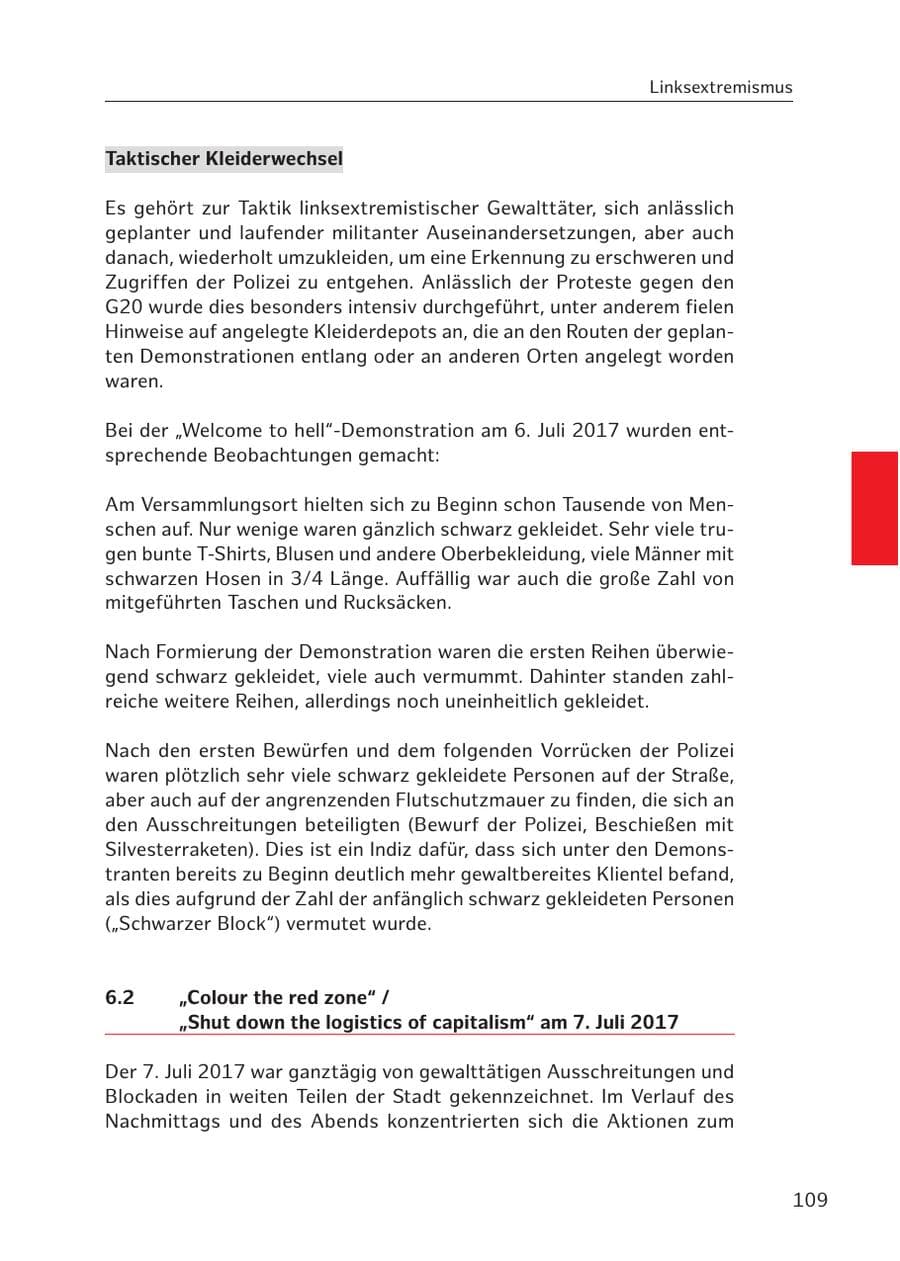 Seite 108 des Verfassungsschutzbericht 2017 Hamburg