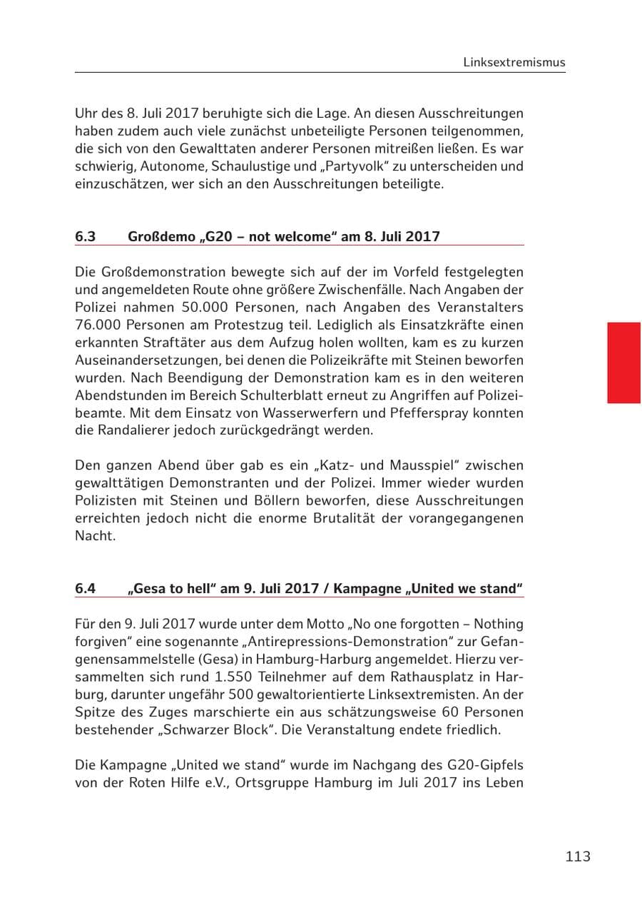 Seite 112 des Verfassungsschutzbericht 2017 Hamburg