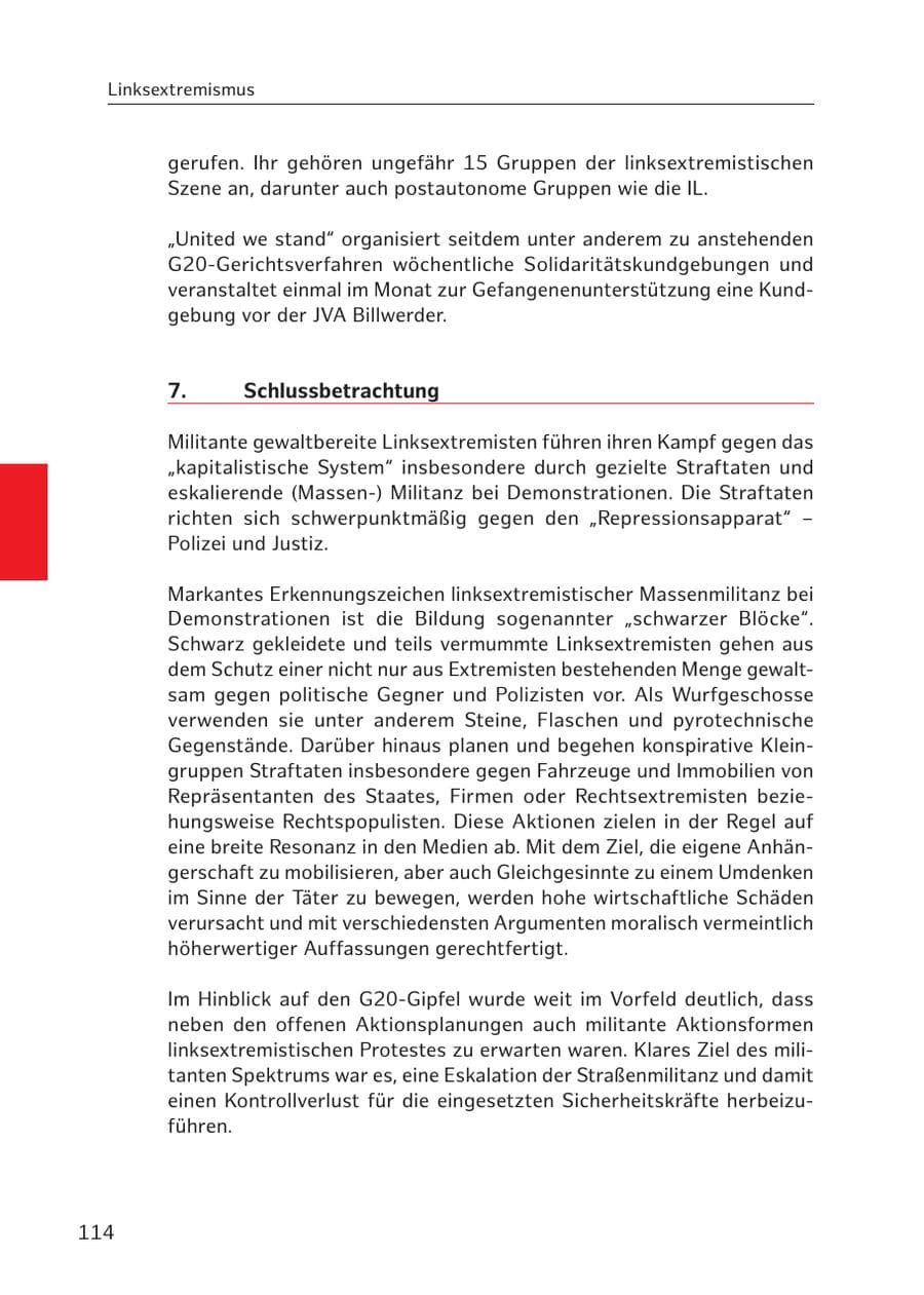 Seite 113 des Verfassungsschutzbericht 2017 Hamburg