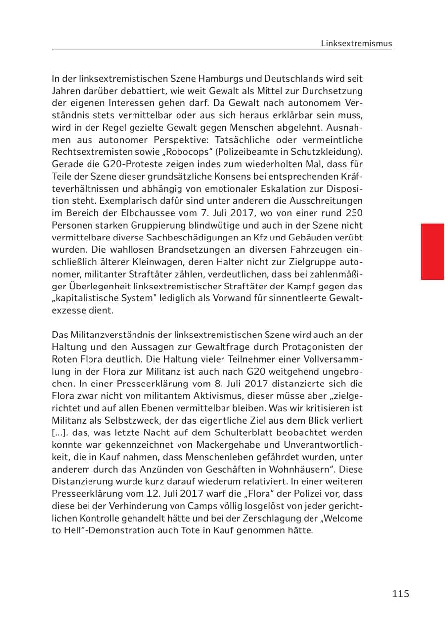 Seite 114 des Verfassungsschutzbericht 2017 Hamburg