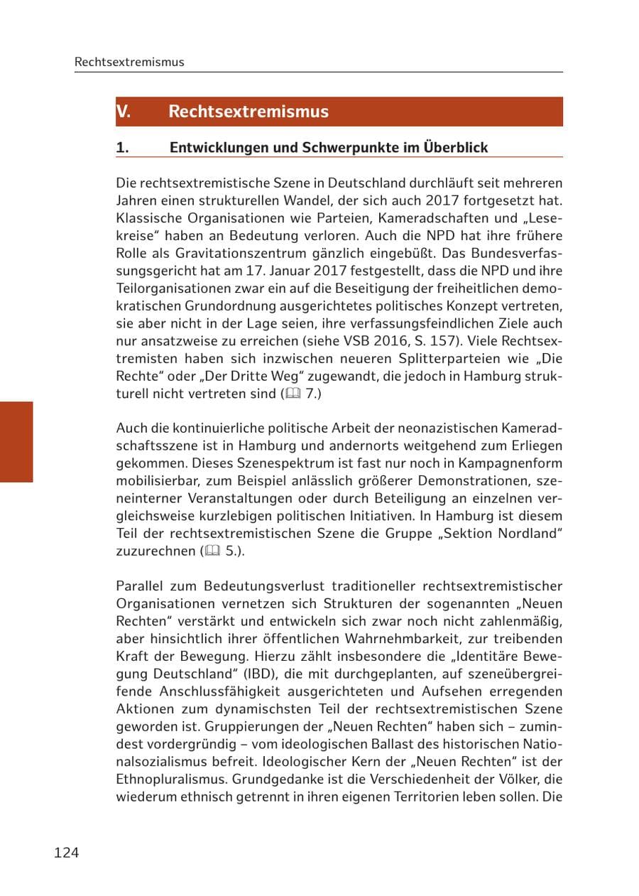 Seite 123 des Verfassungsschutzbericht 2017 Hamburg
