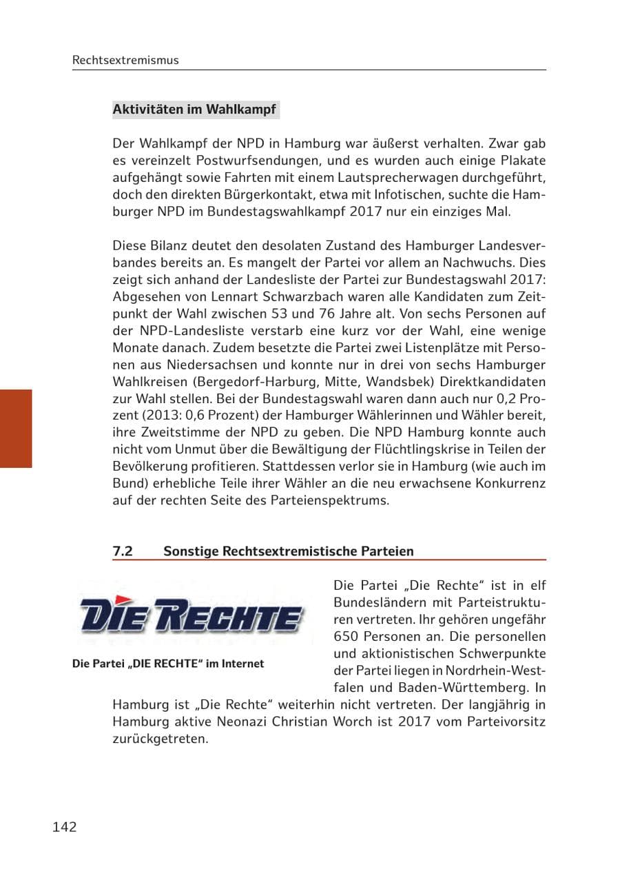 Seite 141 des Verfassungsschutzbericht 2017 Hamburg