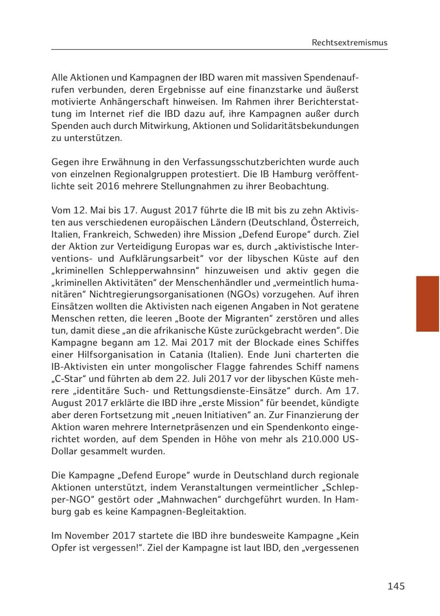 Seite 144 des Verfassungsschutzbericht 2017 Hamburg