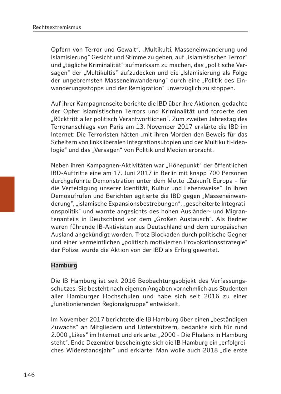 Seite 145 des Verfassungsschutzbericht 2017 Hamburg