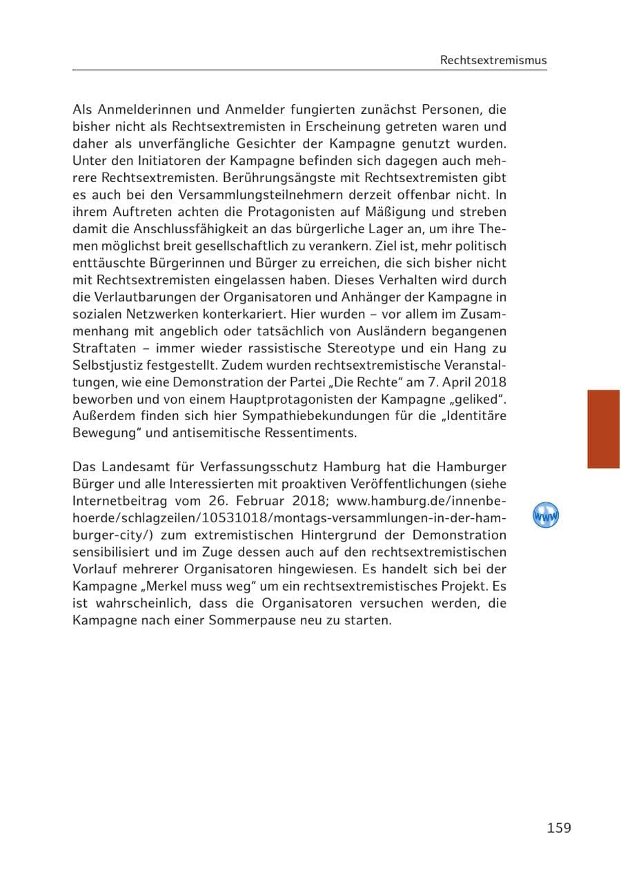 Seite 158 des Verfassungsschutzbericht 2017 Hamburg