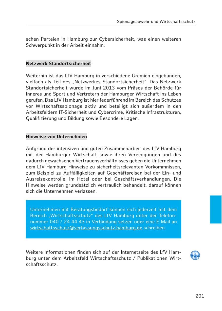 Seite 199 des Verfassungsschutzbericht 2017 Hamburg