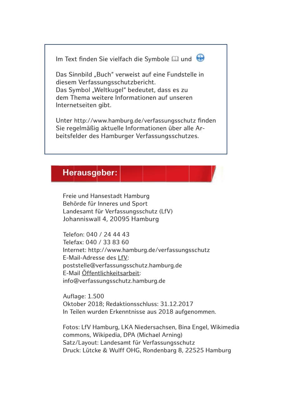 Seite 3 des Verfassungsschutzbericht 2017 Hamburg