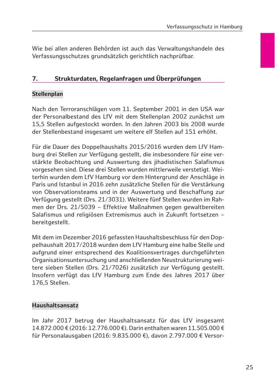 Seite 25 des Verfassungsschutzbericht 2017 Hamburg