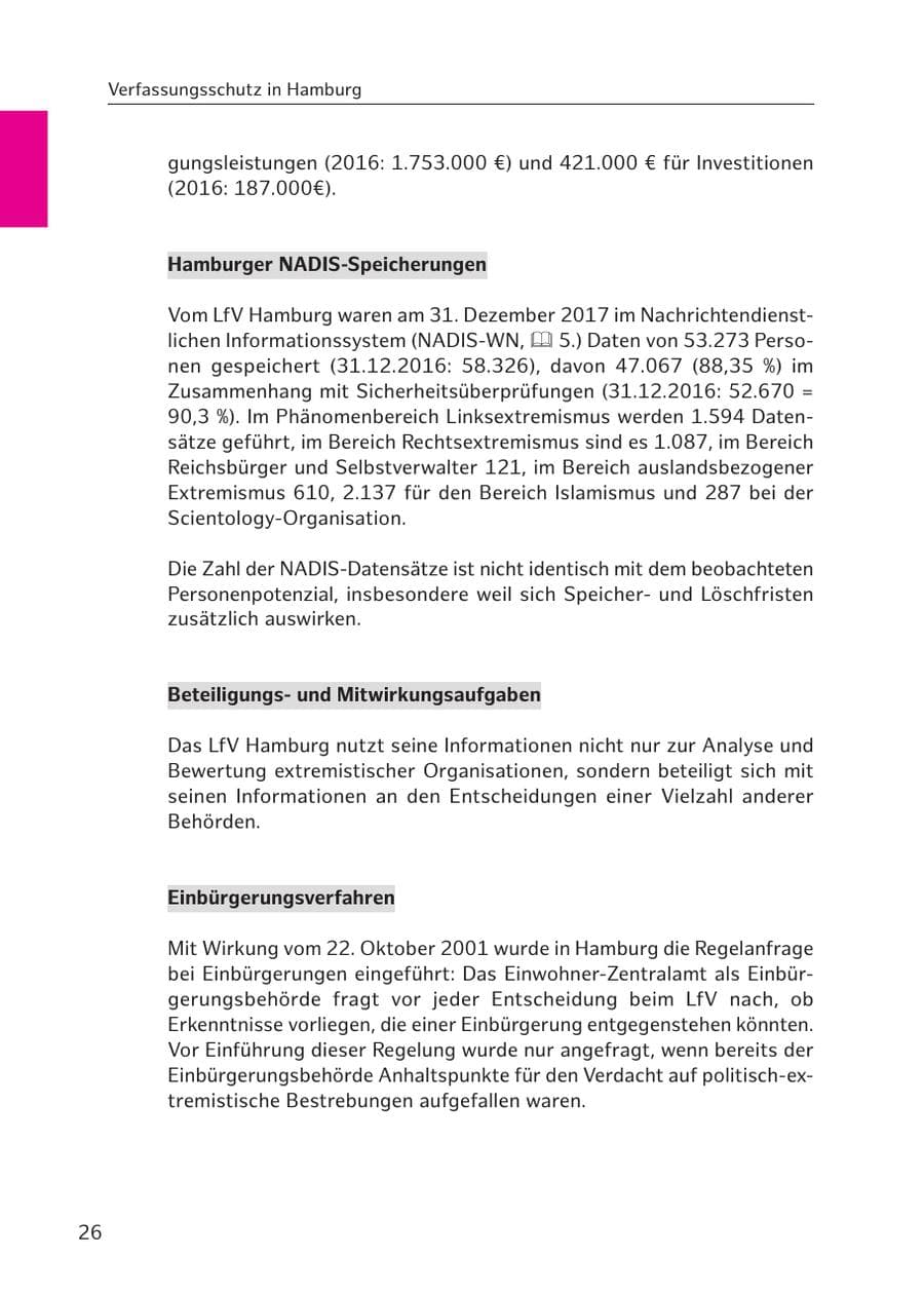Seite 26 des Verfassungsschutzbericht 2017 Hamburg