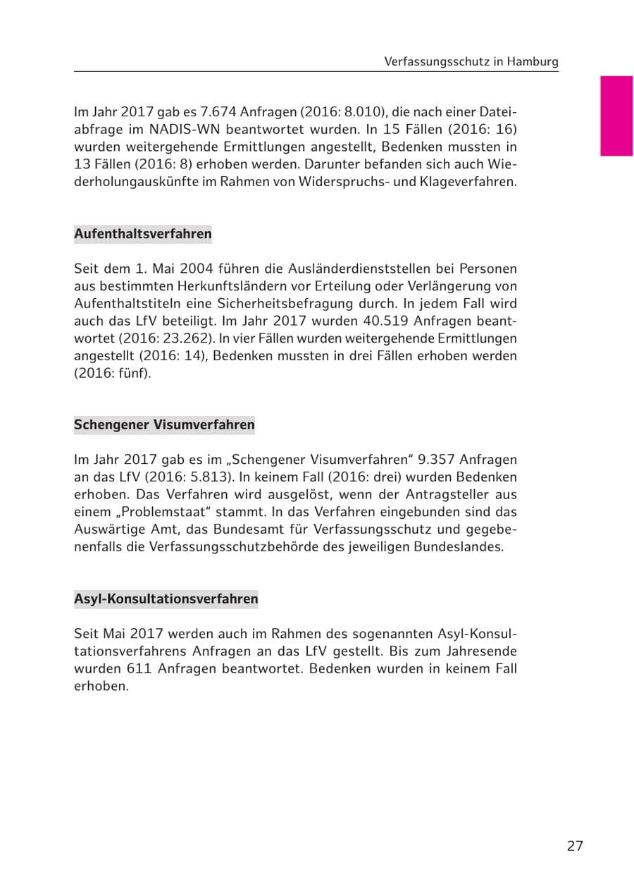 Seite 27 des Verfassungsschutzbericht 2017 Hamburg