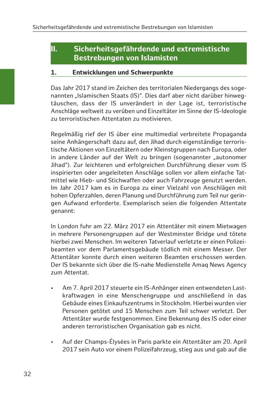 Seite 32 des Verfassungsschutzbericht 2017 Hamburg