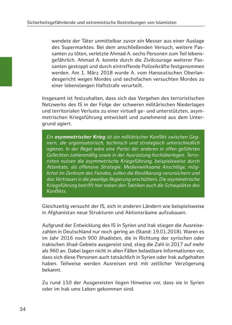 Seite 34 des Verfassungsschutzbericht 2017 Hamburg